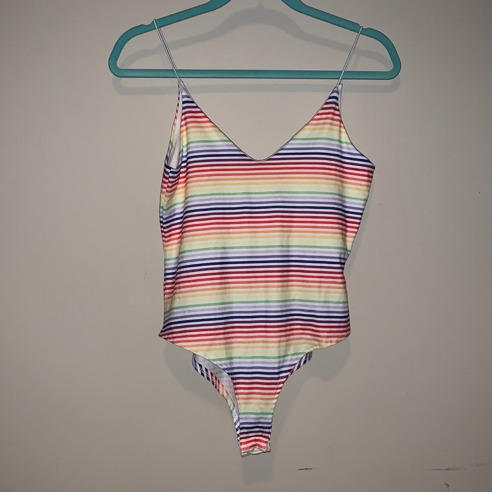Rainbow striped bodysuit